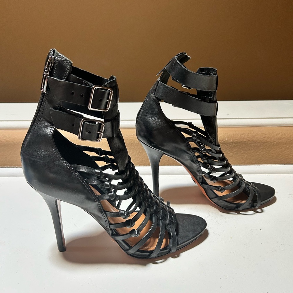 ‼️SOLD‼️Schultz Black Stiletto Gladiator Heels